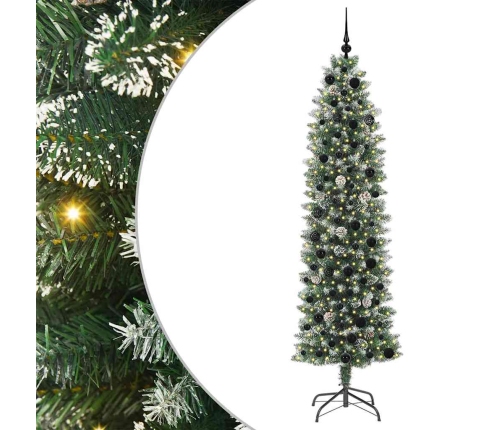 Mākslīgs Slaids Ziemassvētku Koks Zaļš Un Balts 210 Cm Vidaxl