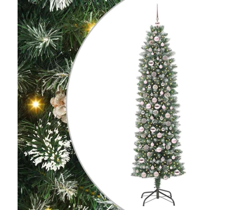 Mākslīgs Slaids Ziemassvētku Koks Zaļš Un Balts 210 Cm Vidaxl