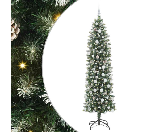 Mākslīgs Slaids Ziemassvētku Koks Zaļš Un Balts 210 Cm Vidaxl