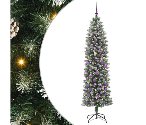 Mākslīgs Slaids Ziemassvētku Koks Zaļš Un Balts 210 Cm Vidaxl