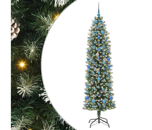 Mākslīgs Slaids Ziemassvētku Koks Zaļš Un Balts 210 Cm Vidaxl