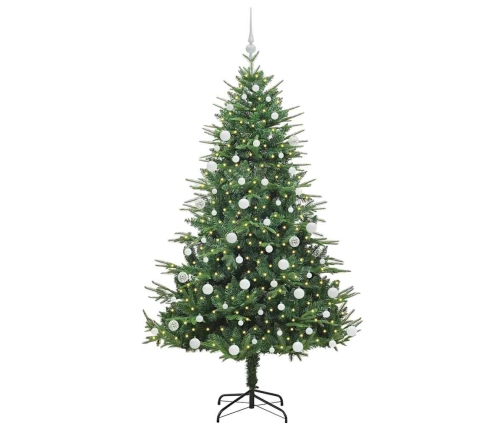 Mākslīgais Iepriekš Apgaismotais Ziemassvētku Koks Ar Bumbu Komplektu Vidaxl