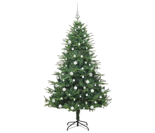 Mākslīgais Iepriekš Apgaismotais Ziemassvētku Koks Ar Bumbu Komplektu Vidaxl