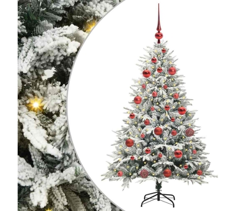 Mākslīgais Iepriekš Apgaismotais Ziemassvētku Koks Ar Bumbu Komplektu Vidaxl