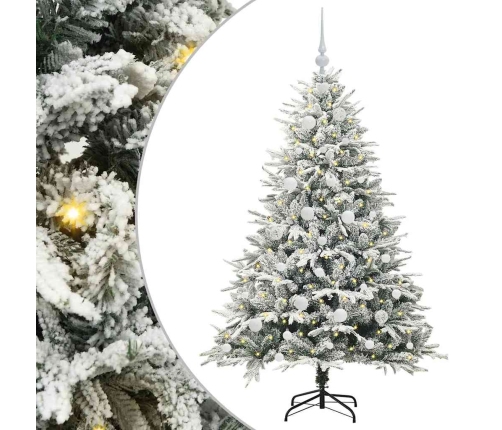 Mākslīgais Iepriekš Apgaismotais Ziemassvētku Koks Ar Bumbu Komplektu Vidaxl