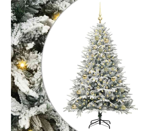 Mākslīgais Iepriekš Apgaismotais Ziemassvētku Koks Ar Bumbu Komplektu Vidaxl