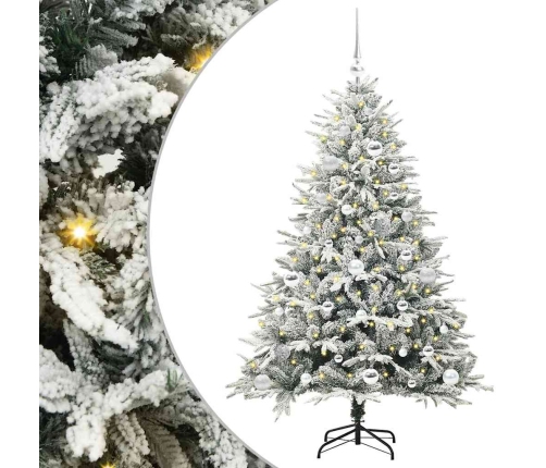 Mākslīgais Iepriekš Apgaismotais Ziemassvētku Koks Ar Bumbu Komplektu Vidaxl