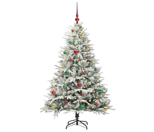 Mākslīgais Iepriekš Apgaismotais Ziemassvētku Koks Ar Bumbu Komplektu Vidaxl