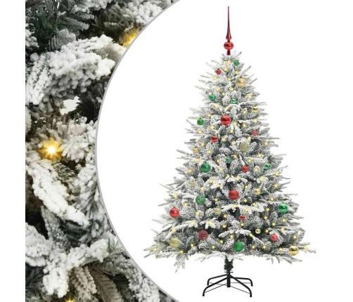 Mākslīgais Iepriekš Apgaismotais Ziemassvētku Koks Ar Bumbu Komplektu Vidaxl