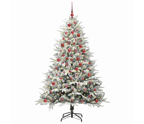 Mākslīgais Iepriekš Apgaismotais Ziemassvētku Koks Ar Bumbu Komplektu Vidaxl