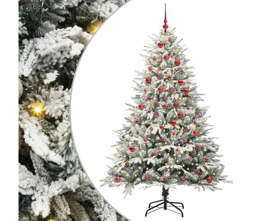 Mākslīgais Iepriekš Apgaismotais Ziemassvētku Koks Ar Bumbu Komplektu Vidaxl