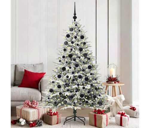 Mākslīgais Iepriekš Apgaismotais Ziemassvētku Koks Ar Bumbu Komplektu Vidaxl