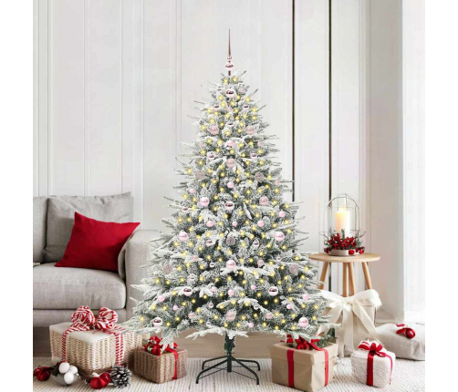 Mākslīgais Iepriekš Apgaismotais Ziemassvētku Koks Ar Bumbu Komplektu Vidaxl