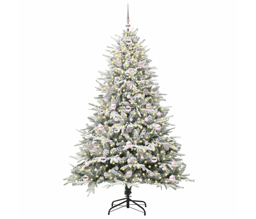 Mākslīgais Iepriekš Apgaismotais Ziemassvētku Koks Ar Bumbu Komplektu Vidaxl