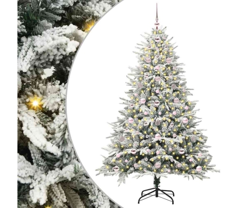 Mākslīgais Iepriekš Apgaismotais Ziemassvētku Koks Ar Bumbu Komplektu Vidaxl