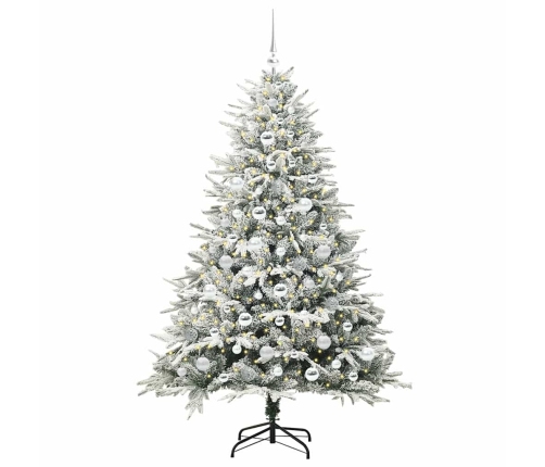 Mākslīgais Iepriekš Apgaismotais Ziemassvētku Koks Ar Bumbu Komplektu Vidaxl