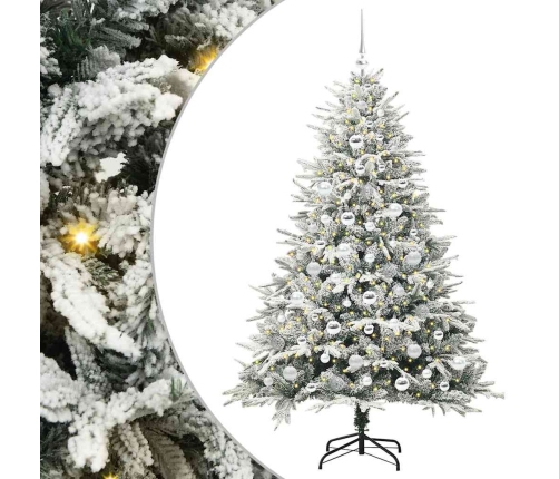 Mākslīgais Iepriekš Apgaismotais Ziemassvētku Koks Ar Bumbu Komplektu Vidaxl