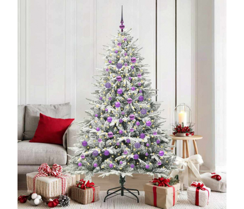 Mākslīgais Iepriekš Apgaismotais Ziemassvētku Koks Ar Bumbu Komplektu Vidaxl