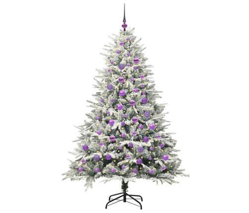 Mākslīgais Iepriekš Apgaismotais Ziemassvētku Koks Ar Bumbu Komplektu Vidaxl