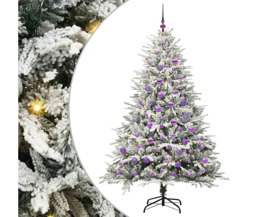 Mākslīgais Iepriekš Apgaismotais Ziemassvētku Koks Ar Bumbu Komplektu Vidaxl