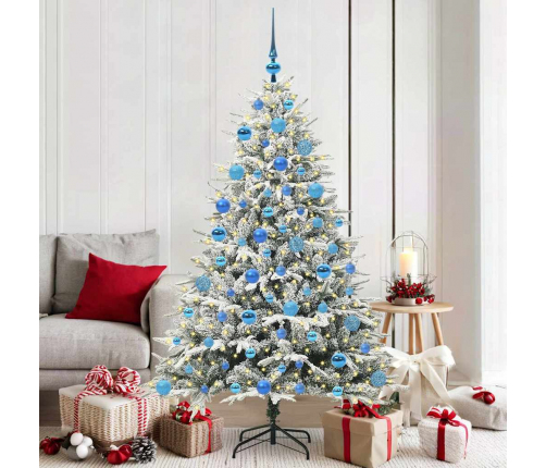 Mākslīgais Iepriekš Apgaismotais Ziemassvētku Koks Ar Bumbu Komplektu Vidaxl