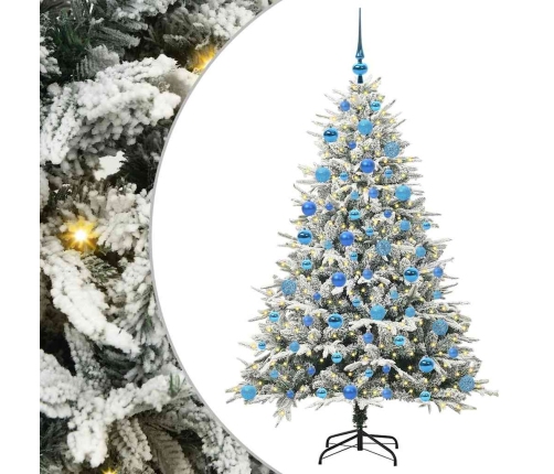 Mākslīgais Iepriekš Apgaismotais Ziemassvētku Koks Ar Bumbu Komplektu Vidaxl