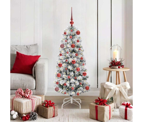 Mākslīgā Saliekamā Ziemassvētku Egle Zaļš Un Balts 120 Cm Pvc Vidaxl