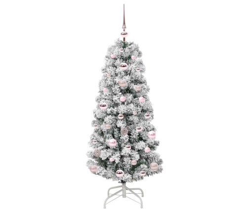 Mākslīgā Saliekamā Ziemassvētku Egle Zaļš Un Balts 120 Cm Pvc Vidaxl