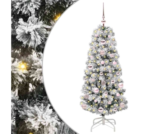 Mākslīgā Saliekamā Ziemassvētku Egle Zaļš Un Balts 120 Cm Pvc Vidaxl