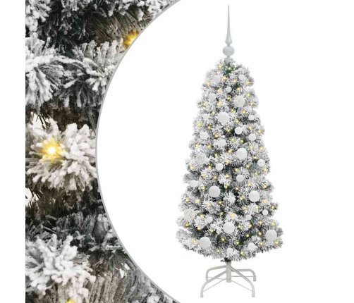 Mākslīgā Saliekamā Ziemassvētku Egle Zaļš Un Balts 120 Cm Pvc Vidaxl