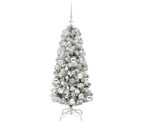 Mākslīgā Saliekamā Ziemassvētku Egle Zaļš Un Balts 120 Cm Pvc Vidaxl