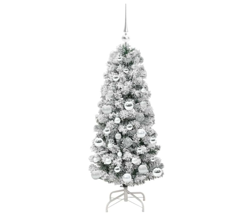 Mākslīgā Saliekamā Ziemassvētku Egle Zaļš Un Balts 120 Cm Pvc Vidaxl