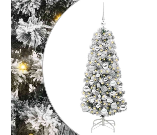 Mākslīgā Saliekamā Ziemassvētku Egle Zaļš Un Balts 120 Cm Pvc Vidaxl