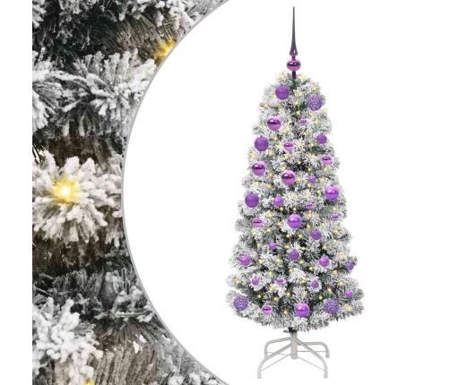 Mākslīgā Saliekamā Ziemassvētku Egle Zaļš Un Balts 120 Cm Pvc Vidaxl