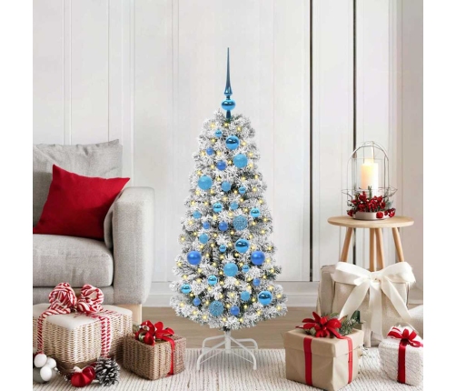 Mākslīgā Saliekamā Ziemassvētku Egle Zaļš Un Balts 120 Cm Pvc Vidaxl