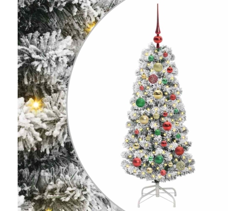 Mākslīgā Saliekamā Ziemassvētku Egle Zaļš Un Balts 120 Cm Pvc Vidaxl