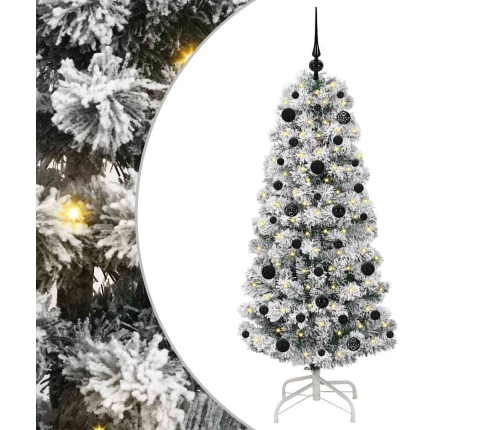 Mākslīgā Saliekamā Ziemassvētku Egle Zaļš Un Balts 150 Cm Pvc Vidaxl