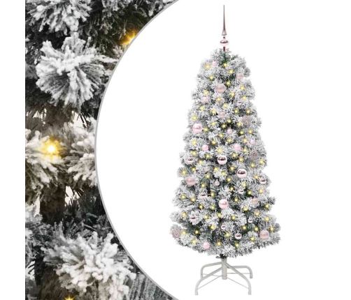 Mākslīgā Saliekamā Ziemassvētku Egle Zaļš Un Balts 150 Cm Pvc Vidaxl