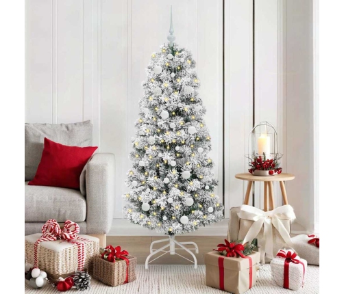 Mākslīgā Saliekamā Ziemassvētku Egle Zaļš Un Balts 150 Cm Pvc Vidaxl