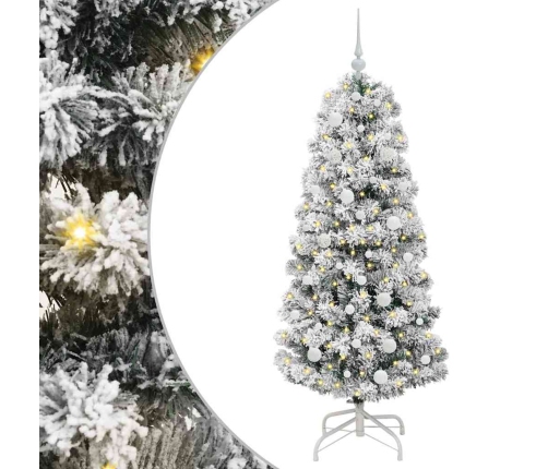 Mākslīgā Saliekamā Ziemassvētku Egle Zaļš Un Balts 150 Cm Pvc Vidaxl