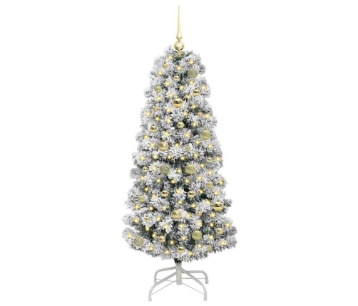 Mākslīgā Saliekamā Ziemassvētku Egle Zaļš Un Balts 150 Cm Pvc Vidaxl