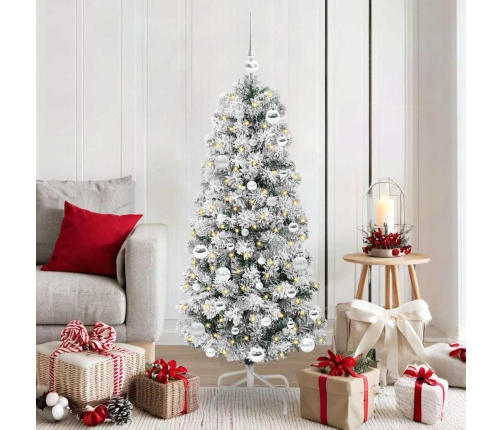 Mākslīgā Saliekamā Ziemassvētku Egle Zaļš Un Balts 150 Cm Pvc Vidaxl