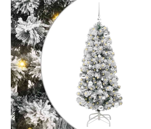 Mākslīgā Saliekamā Ziemassvētku Egle Zaļš Un Balts 150 Cm Pvc Vidaxl