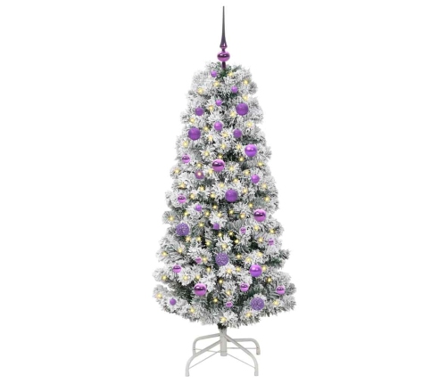 Mākslīgā Saliekamā Ziemassvētku Egle Zaļš Un Balts 150 Cm Pvc Vidaxl