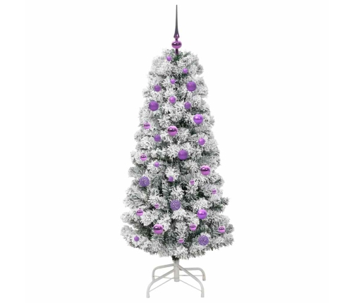 Mākslīgā Saliekamā Ziemassvētku Egle Zaļš Un Balts 150 Cm Pvc Vidaxl