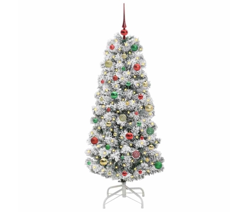 Mākslīgā Saliekamā Ziemassvētku Egle Zaļš Un Balts 150 Cm Pvc Vidaxl