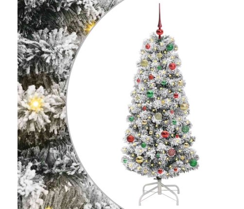 Mākslīgā Saliekamā Ziemassvētku Egle Zaļš Un Balts 150 Cm Pvc Vidaxl