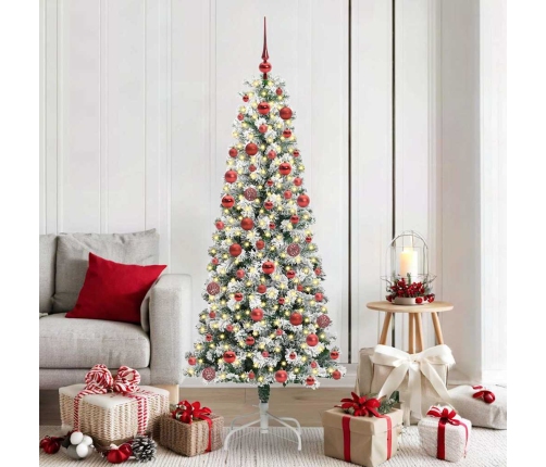Mākslīgā Saliekamā Ziemassvētku Egle Zaļš Un Balts 180 Cm Pvc Vidaxl