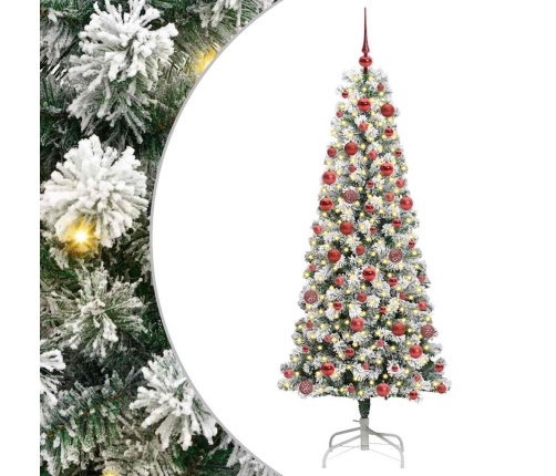 Mākslīgā Saliekamā Ziemassvētku Egle Zaļš Un Balts 180 Cm Pvc Vidaxl