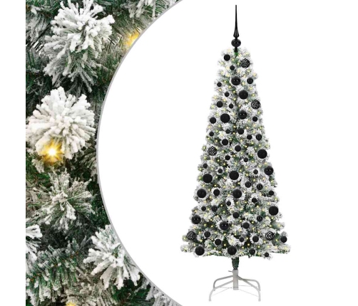 Mākslīgā Saliekamā Ziemassvētku Egle Zaļš Un Balts 180 Cm Pvc Vidaxl